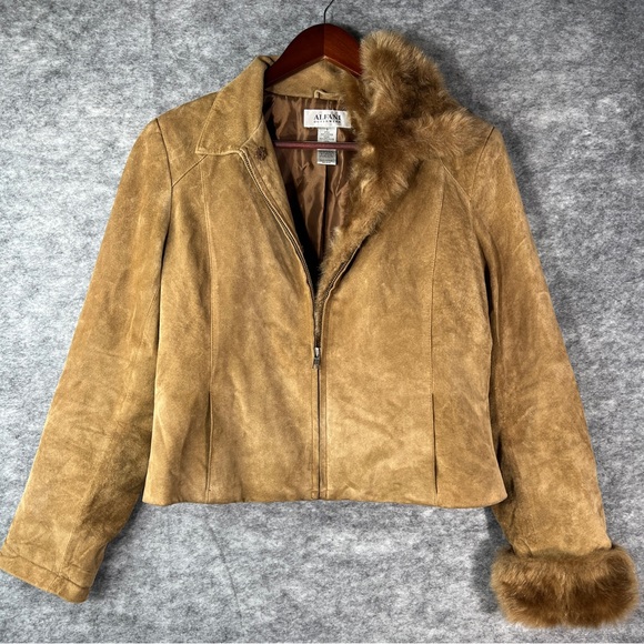 Alfani Suede Jacket w/ Removable Faux Fur Trimmed Quilted Shell Women’s Small - Picture 9 of 16